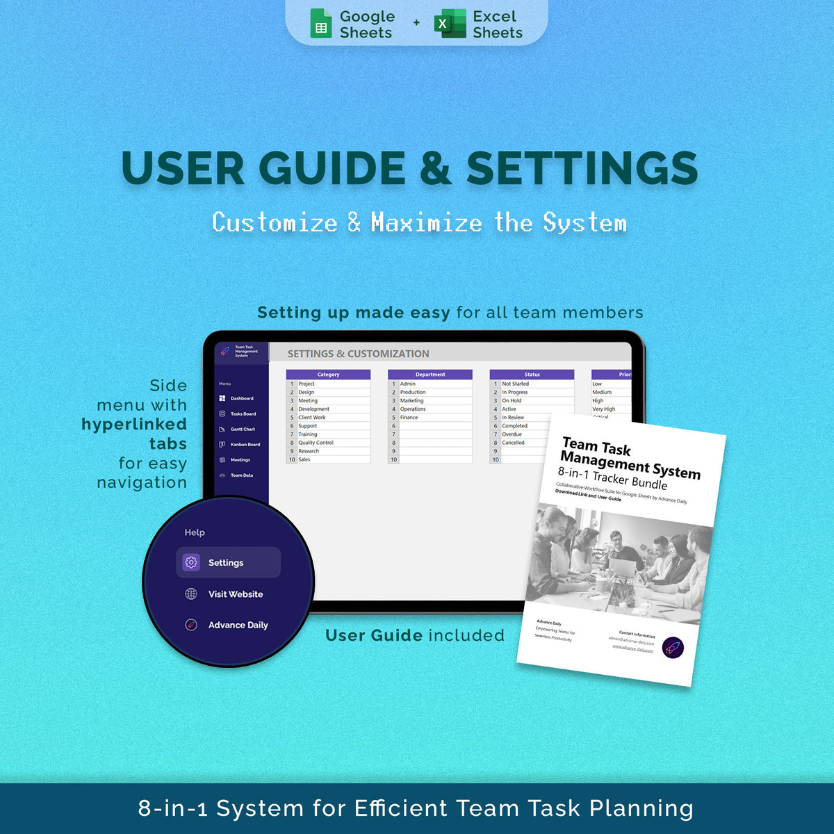 Team Task Management System (8-in-1 Pack) – Advance Daily